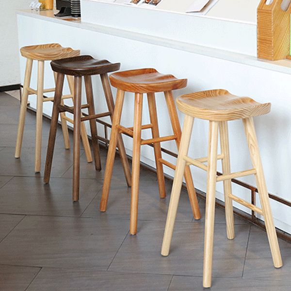 Modern Armless Backless Counter Stool Pine Wood Cafe Bar Stool with Wooden Seat Clearhalo 'Bar Furniture' 'Bar Stools' 'bar_stools' 'furn' 'furn_bar_stools' 'Furniture' 'furniture_bar_stools' 'Kitchen & Dining Furniture' 1200x1200_49f4dd5c-2b48-4692-be56-e026cadf49d0