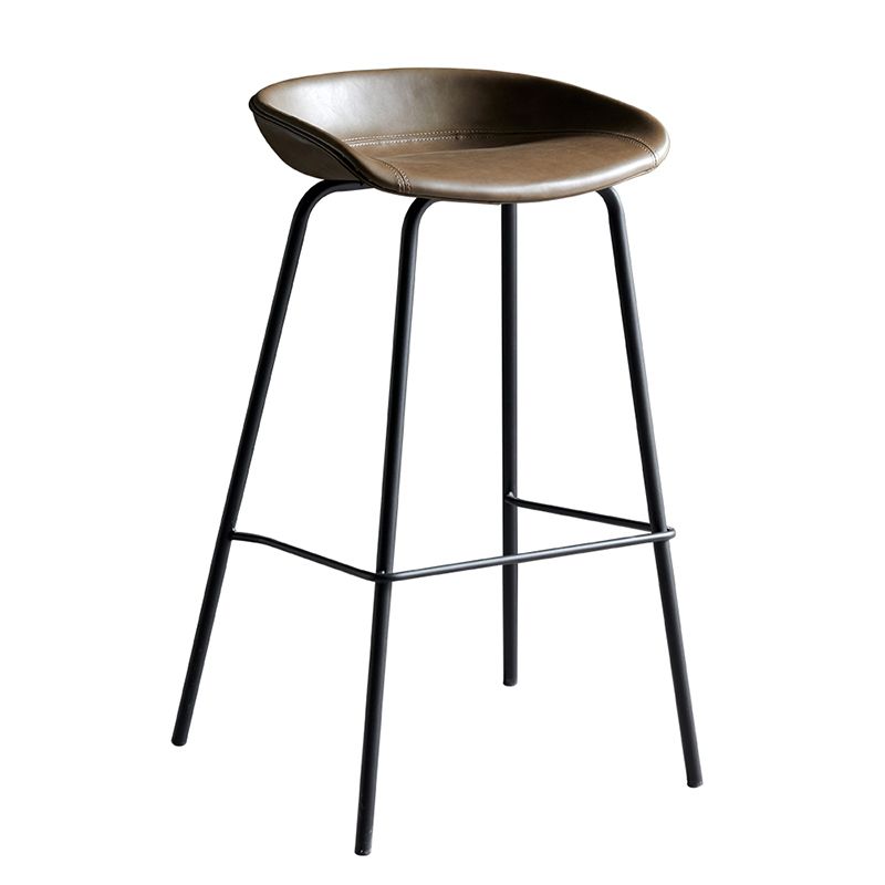 Faux Leather Armless Counter Stool Industrial Bristol Bucket Bar Chair Clearhalo 'Bar Furniture' 'Bar Stools' 'bar_stools' 'furn' 'furn_bar_stools' 'Furniture' 'Kitchen & Dining Furniture' 1200x1200_49f9aad8-4f8b-40b4-8a59-9df7c53c74d3