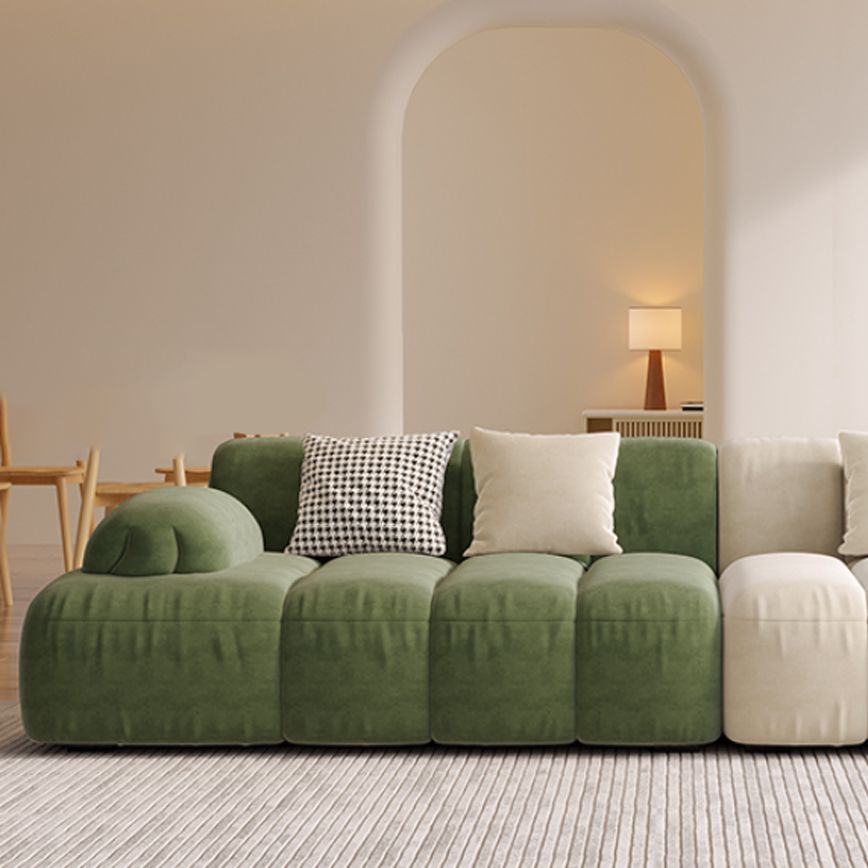 Sedute scandinaviane in finta pelle verde trapuntata braccio salotto