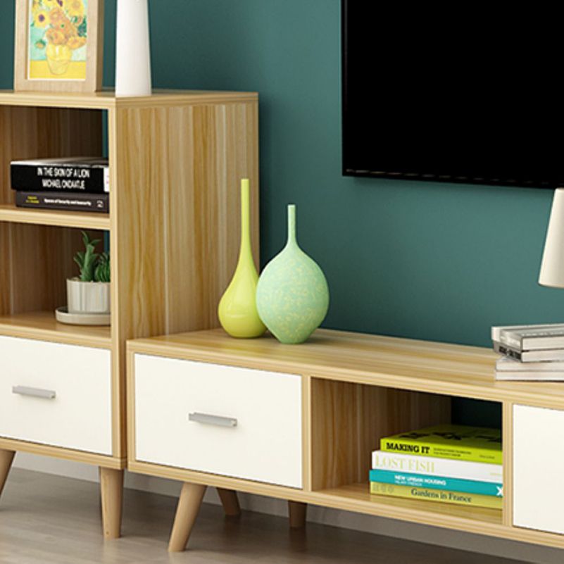 Scandinavian TV Media Console Wooden TV Stand Console with 2 Drawers Clearhalo 'furn' 'furn_tv_stands_entertainment_centers' 'Furniture' 'Living Room Furniture' 'TV Stands & Entertainment Centers' 'TV Stands & Media Storage Furniture' 'tv_stands_entertainment_centers' 1200x1200_49fa68ab-e995-4fa0-9710-091a056f9360