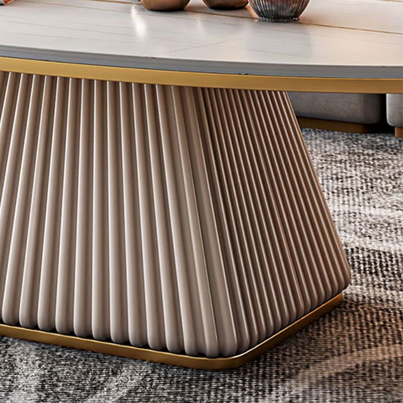 Elliptical Stone Coffee Table Pedestal 1 Single Cocktail Table - 17.72" H Clearhalo 'Coffee & Accent Tables' 'Coffee Tables' 'coffee_tables' 'furn' 'furn_coffee_tables' 'Furniture' 'Living Room Furniture' 1200x1200_49fe8dfd-20e9-4f64-816e-cce89ff7095d