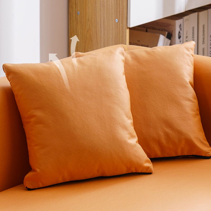 Faux Leather Tuxedo Arm Sofa Scandinavian Single Cushion Sofa with Pillows