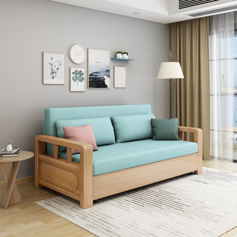 Linen Square Arm Sofa Contemporary Convertible Bed Sofa for Living Room