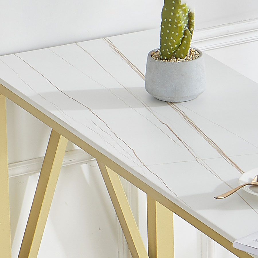 White Stone Top Bar Table Glam Metal Frame Pub Table for Small Places Clearhalo 'Bar Furniture' 'Bar Tables' 'bar_tables' 'furn' 'furn_bar_tables' 'Furniture' 'Kitchen & Dining Furniture' 1200x1200_4a01838b-7cce-4951-9799-b83ad3c08785