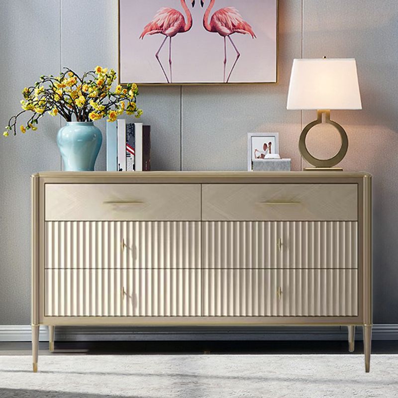 Glam Style Brown Solid Wood Buffet Table 6 Drawer Buffet Sideboard Clearhalo 'buffet_sideboard' 'Buffets & Sideboards' 'furn' 'furn_buffet_sideboard' 'Furniture' 'Kitchen & Dining Furniture' 1200x1200_4a023061-7d2d-44fc-b2ae-080061af6a15