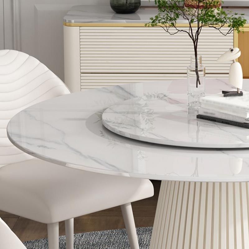 Modern Round Dinette Table Metal Base Pedestal Stone Top Dining Table in White Clearhalo 'Dining Tables & Seating' 'Dining Tables' 'dining_table' 'furn' 'furn_dining_table' 'Furniture' 'furniture_dining_table' 'Kitchen & Dining Furniture' 'kitchen' 'kitchen_dining_table' 1200x1200_4a05a79e-6796-4503-adb4-2167eb1d6189