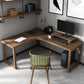 29,25 inch H Industrieel Office Desk Solid Wood L-Shape Writing Desk