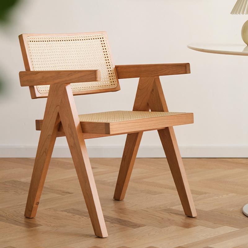 Oak Solid Wood Dining Chair Traditional Rattan Dining Arm Chair Clearhalo 'Dining Chairs' 'Dining Tables & Seating' 'dining_chair' 'furn' 'furn_dining_chair' 'Furniture' 'Kitchen & Dining Furniture' 1200x1200_4a069dbf-b1a0-46c4-a7e1-09566f7c8069