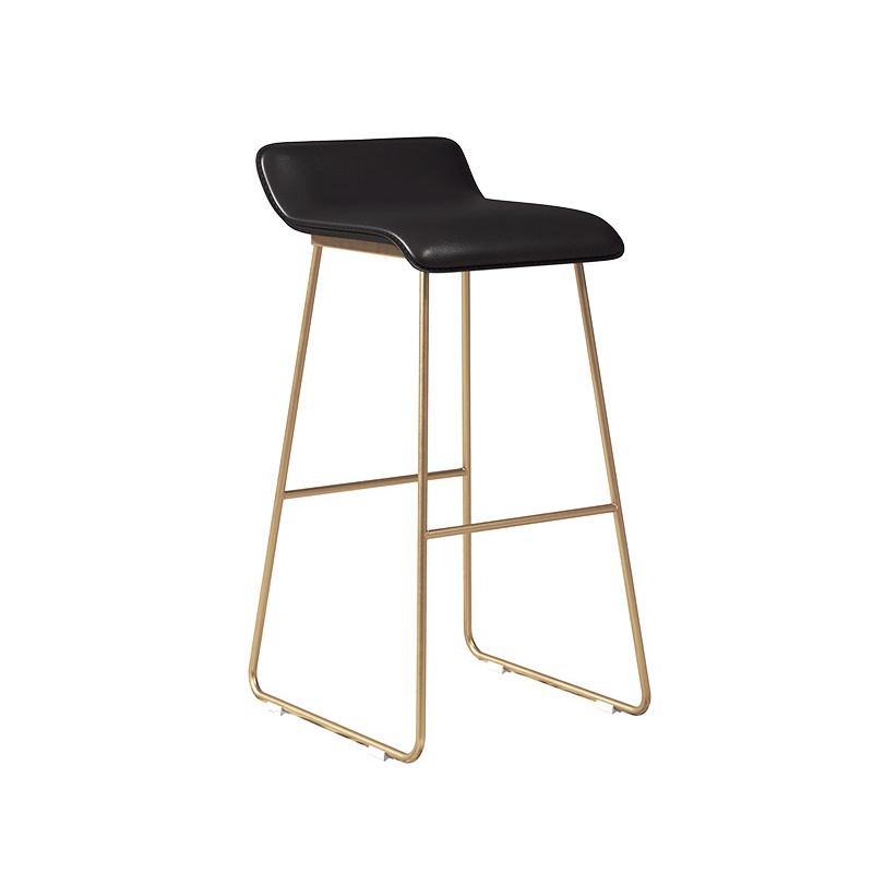 Glam Counter Round Bar Stool Armless Leather Bar Stool with Footrest Iron Base Clearhalo 'Bar Furniture' 'Bar Stools' 'bar_stools' 'furn' 'furn_bar_stools' 'furniture_bar_stools' 'Kitchen & Dining Furniture' 'kitchen&dining_furn' 'kitchen' 'kitchen_furn' Furniture' 1200x1200_4a06e8dd-7fe6-446b-9296-32c447f5c30d