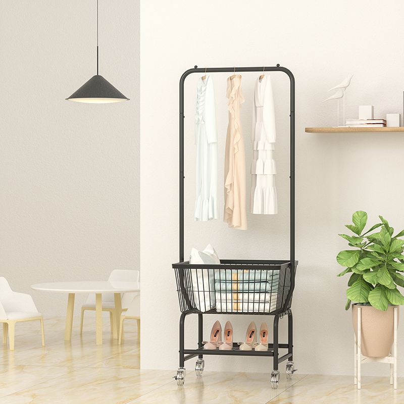 Stainless Steel Free Standing Hall Tree with Storage Basket Hall Stand for Living Room Clearhalo 'Entry & Mudroom Furniture' 'furn' 'furn_hall_tree_coat_racks' 'Furniture' 'Hall Trees & Coat Racks' 'hall_tree_coat_racks' 1200x1200_4a07328e-682a-4881-9dc3-bb1973a327a3