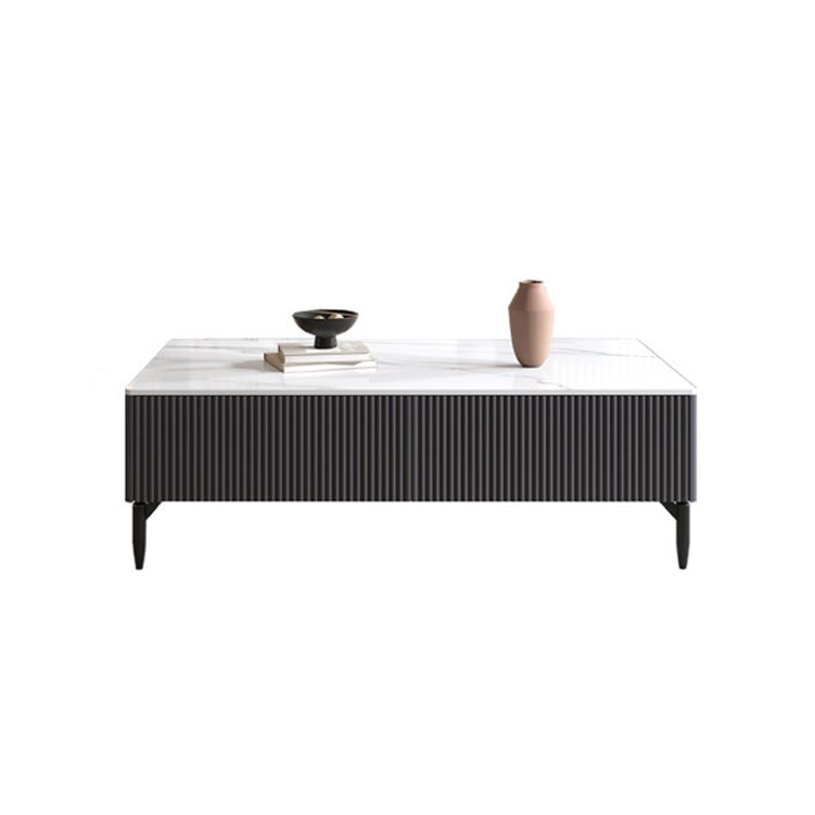 4 Legs Single Coffee Table Rectangle Slate Coffee Table with 4 Drawers