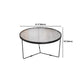 Round Clear Glass Cocktail Table Set Contemporary Cross Legs Coffee Table in Black