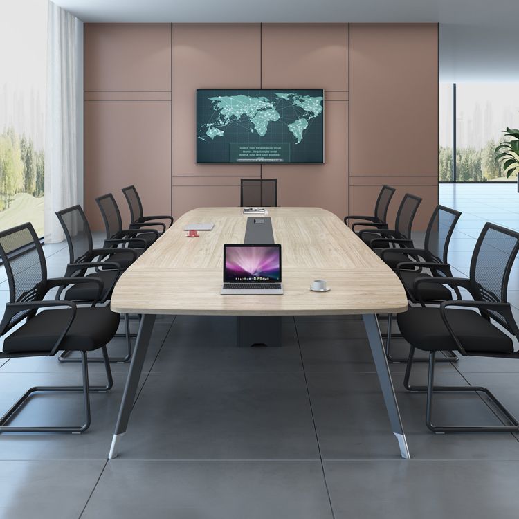Escritorio de la oficina de madera artificial mesa de conferencia de la oficina de escritura curva de escritura curva