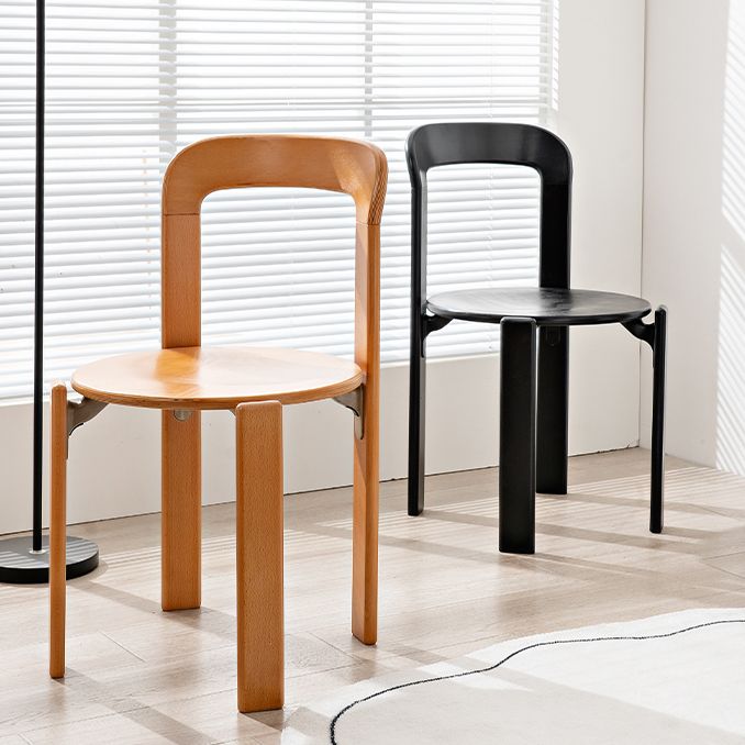 Zeitgenössischer Stil Offener Rücken mit massivem Holz, stapelbarem Essneitenstuhl für Zuhause