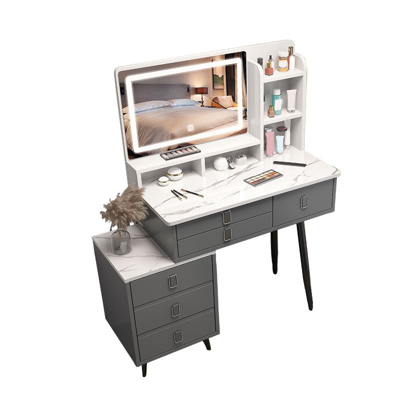 Gray Make-up Vanity Vanity Set with 6 Storage Drawers, 49.60" High