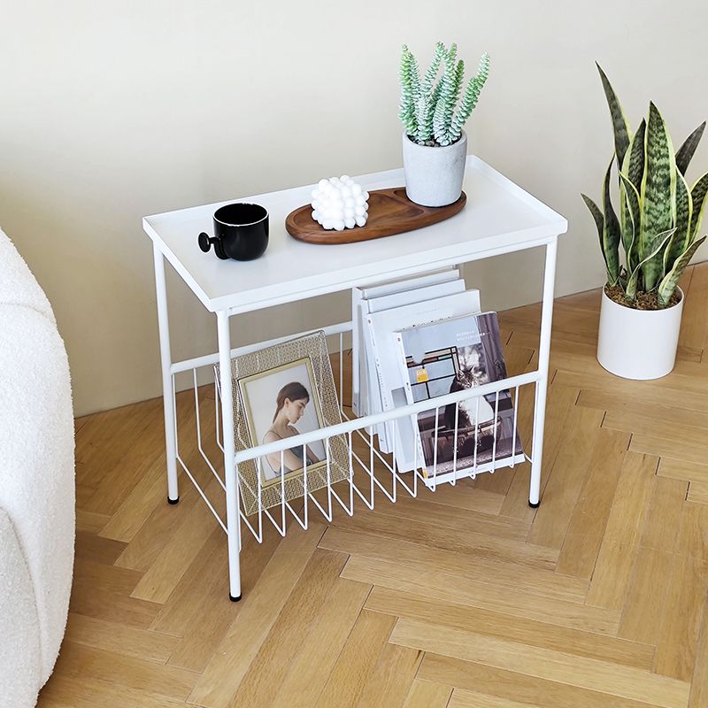 Tavolo da fine stile moderno nero/nero in metallo tavolo laterale rettangolare rettangolare con conservazione