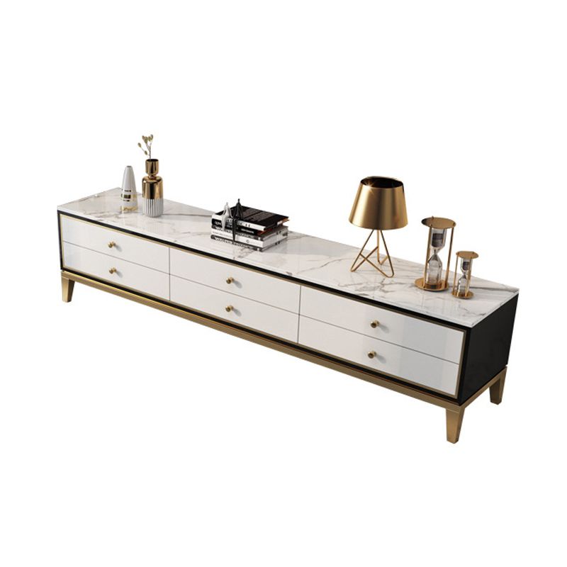 Glam Marble TV Stand Console Enclosed Storage TV Media Stand with Drawers for Living Room Clearhalo 'furn' 'furn_tv_stands_entertainment_centers' 'Furniture' 'Living Room Furniture' 'TV Stands & Entertainment Centers' 'TV Stands & Media Storage Furniture' 'tv_stands_entertainment_centers' 1200x1200_4a0eb3ec-6385-4d89-934f-1791ca5da18b