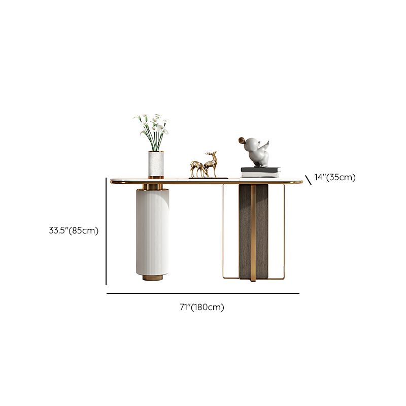 Glam 33.46" Tall Console Table Stone Oval Accent Table for Hall Clearhalo 'Console Tables' 'console_tables' 'Entry & Mudroom Furniture' 'furn' 'furn_console_tables' 'Furniture' 1200x1200_4a0f6846-2dc8-4f80-83e5-fadfcccb075b