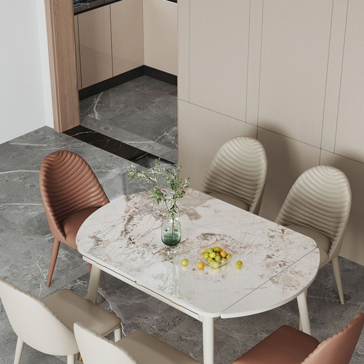 Modern Dining Room Side Chairs Faux Leather Armless Dining Chairs