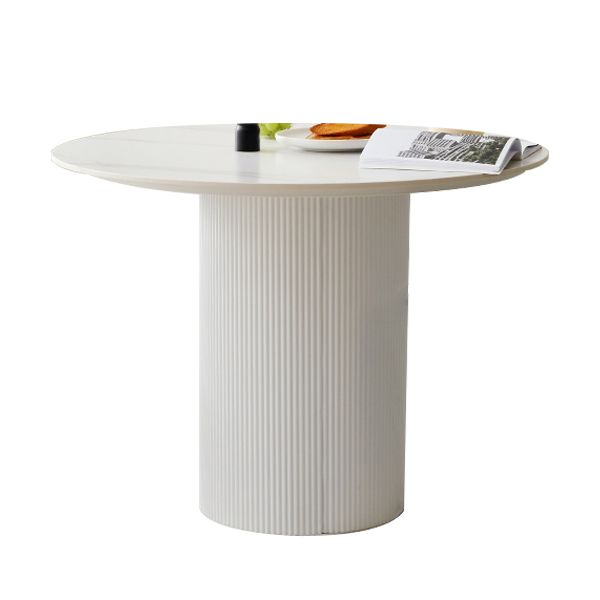 Round Standard Height Dining Table Modern Stone and Metal White Dinette Table Clearhalo 'Dining Tables & Seating' 'Dining Tables' 'dining_table' 'furn' 'furn_dining_table' 'Furniture' 'furniture_dining_table' 'Kitchen & Dining Furniture' 1200x1200_4a11b91e-189c-41f8-a25a-96e7ea9e94b0