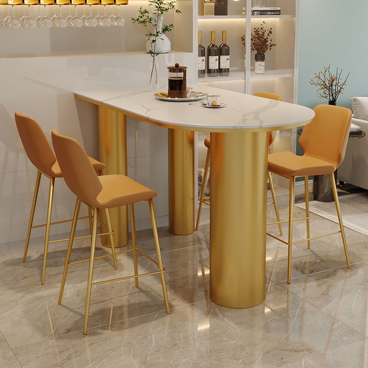 Glam Iron Bar Dining Table with White Stone Top Indoor Bistro Table Clearhalo 'Bar Furniture' 'Bar Tables' 'bar_tables' 'furn' 'furn_bar_tables' 'Furniture' 'furniture_bar_tables' 'Kitchen & Dining Furniture' 1200x1200_4a1502d9-9344-4460-92ef-081acaa550d6