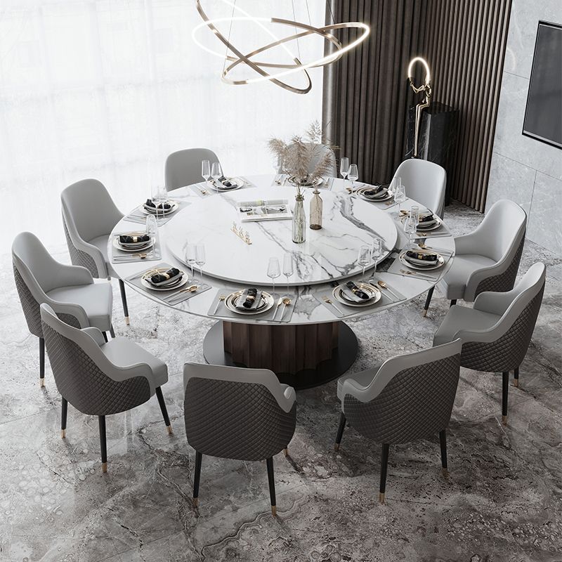 Round Pedestal Dining Table Traditional Luxury Furniture with Turntable Clearhalo 'Dining Tables & Seating' 'Dining Tables' 'dining_table' 'furn' 'furn_dining_table' 'Furniture' 'Kitchen & Dining Furniture' 1200x1200_4a163304-e569-48b9-8103-2cea442b7a4f