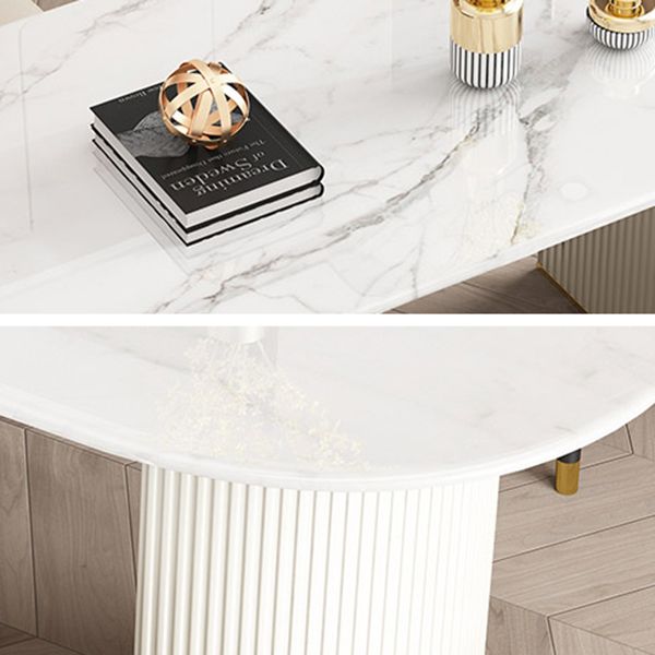 Contemporary Style Stone Dining Table Double Pedestal Base Freeform Table for Home Clearhalo ' dining_table' 'Dining Tables & Seating' 'Dining Tables' 'furn' 'furn_dining_table' 'Furniture' 'furniture_dining_table' 'Kitchen & Dining Furniture' 'kitchen&dining_furn' 'kitchen' 'kitchen_dining_table' 1200x1200_4a166f2e-e1c8-4ffd-b2fa-4d70aa8a7451