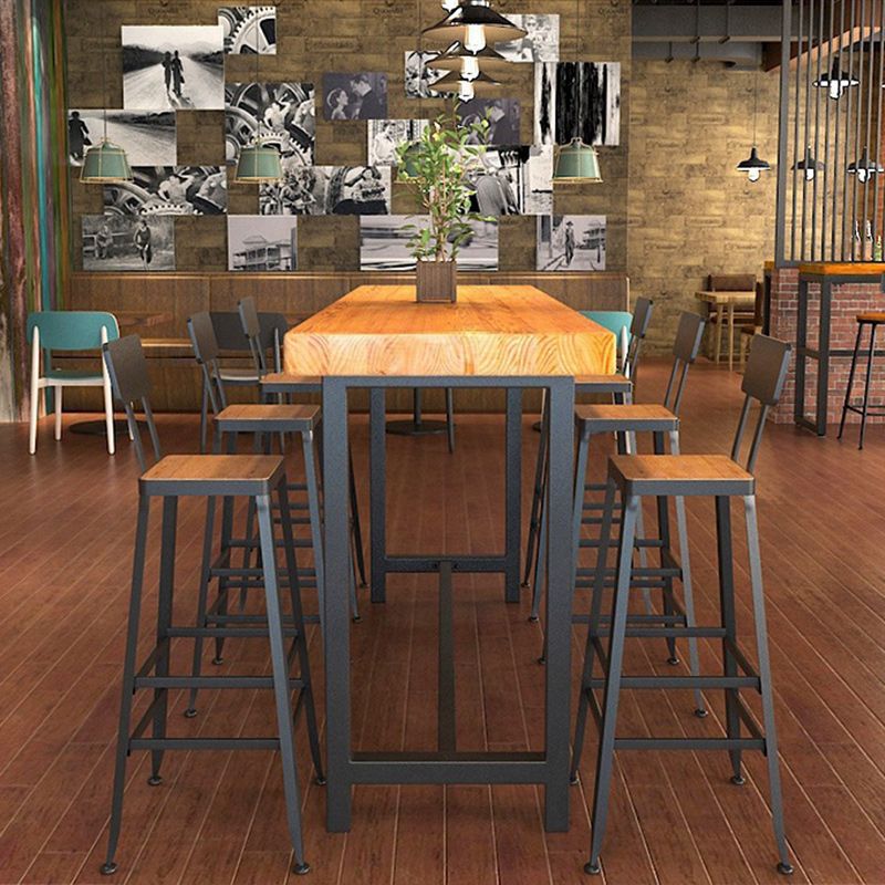 Industrial Style 1/2/7 Pieces Bar Table Set Rectangle Bar Table with High Stools Clearhalo 'Bar Furniture' 'furn' 'furn_home_bar_bar_sets' 'Furniture' 'Home Bars & Bar Sets' 'home_bar_bar_sets' 'Kitchen & Dining Furniture' 1200x1200_4a168daa-32d2-48ce-be78-3026393396e7