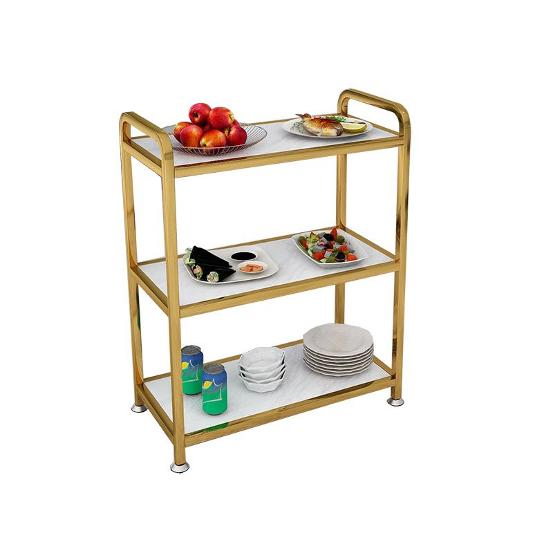 Wooden Prep Table Modern Rolling Open Shelves Kitchen Trolley