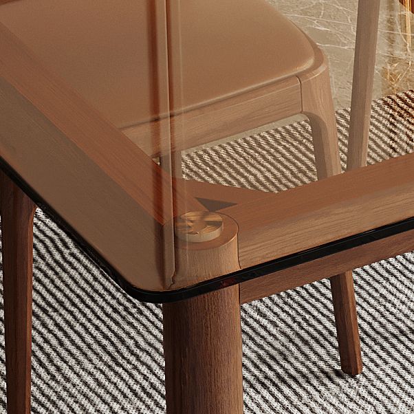 Modern Toughened Glass Top Table Rectangle Home Kitchen Desk with 4 Ash Legs