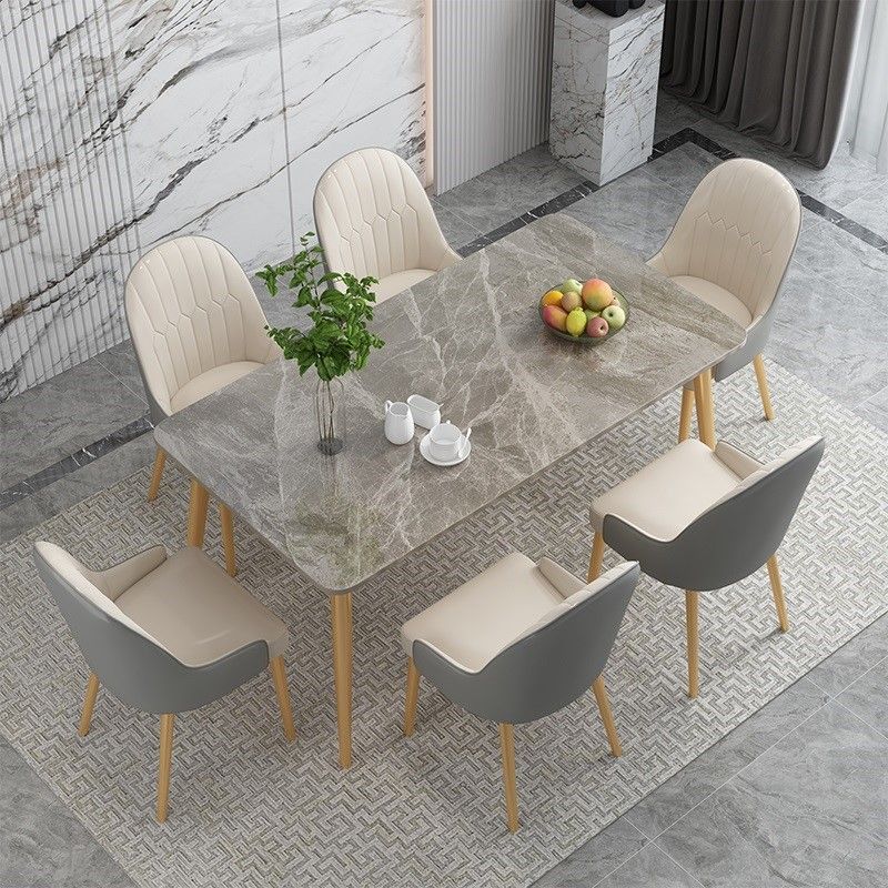 Traditional Luxury Rectangle Dining Table Stone Dinner Table with 4-foot Clearhalo 'Dining Tables & Seating' 'Dining Tables' 'dining_table' 'furn' 'furn_dining_table' 'Furniture' 'furniture_dining_table' 'Kitchen & Dining Furniture' 'kitchen' 'kitchen_dining_table' 1200x1200_4a1c9e94-68c0-4e65-9a59-23959729b9fb