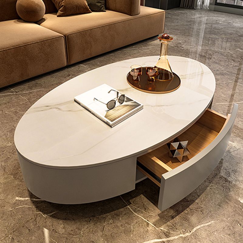 Glam Slate Coffee Table Oval Pedestal Coffee Table with Drawer Clearhalo 'Coffee & Accent Tables' 'Coffee Tables' 'coffee_tables' 'furn' 'furn_coffee_tables' 'Furniture' 'Living Room Furniture' 1200x1200_4a1caedd-ed2a-483e-a0da-5a146133237c