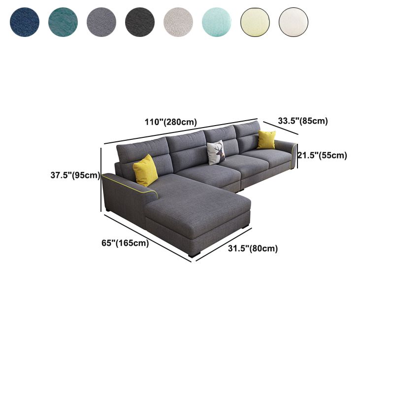 Modern 3-seater Fabric/Faux Leather Sectional Flared Arm Sofa & Chaise Clearhalo 'furn' 'furn_sectionals' 'Furniture' 'Living Room Furniture' 'Sectionals' 1200x1200_4a1ed08f-3b65-4a6c-aa68-8a407b22f250