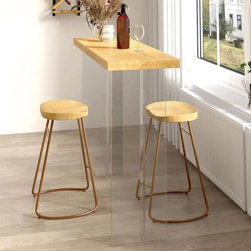 Contemporary Solid Wood Acrylic Base Bar Table for Kitchen Dining Room