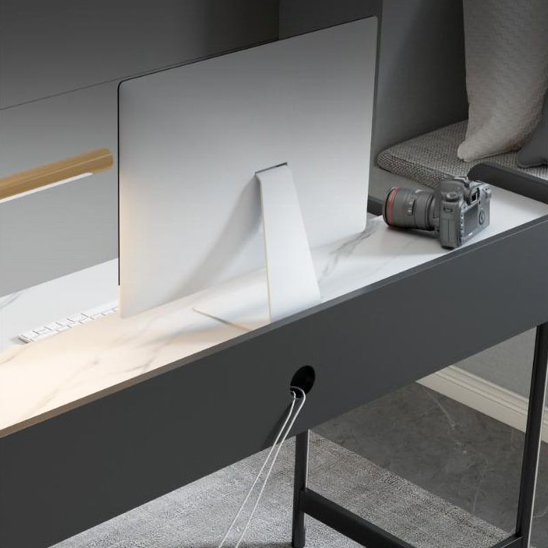 Zeitgenössischer rechteckiger Büroschreibtisch Stein Schreibtisch mit Regal für Büro