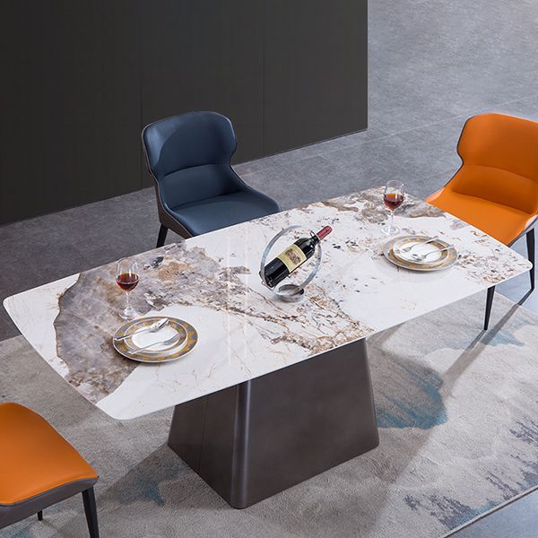 Metal Traditional Luxury Rectangle Table Sintered Stone Indoor Table with Pedestal Clearhalo ' dining_table' 'Dining Tables & Seating' 'Dining Tables' 'furn' 'furn_dining_table' 'Furniture' 'furniture_dining_table' 'Kitchen & Dining Furniture' 'kitchen&dining_furn' 'kitchen' 'kitchen_dining_table' 1200x1200_4a2073bd-bf80-4f57-befe-d3a551984c9a
