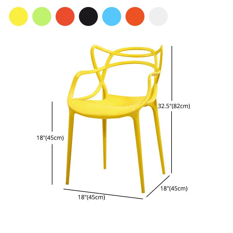Contemporary Open Back Chair Dining Arm Side Chair with Plastic Legs Clearhalo ' kitchen&dining_furn' 'Dining Chairs' 'Dining Tables & Seating' 'dining_chair' 'furn' 'furn_dining_chair' 'Furniture' 'furniture_dining_chair' 'Kitchen & Dining Furniture' 'kitchen' 1200x1200_4a209112-0ecf-45f6-a80a-263b0d00cde6