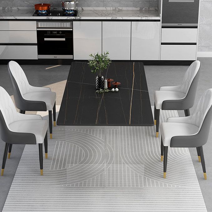 Rectangular Stone Dining Table Acrylic Furniture with Double Pedestal in Matte Finish