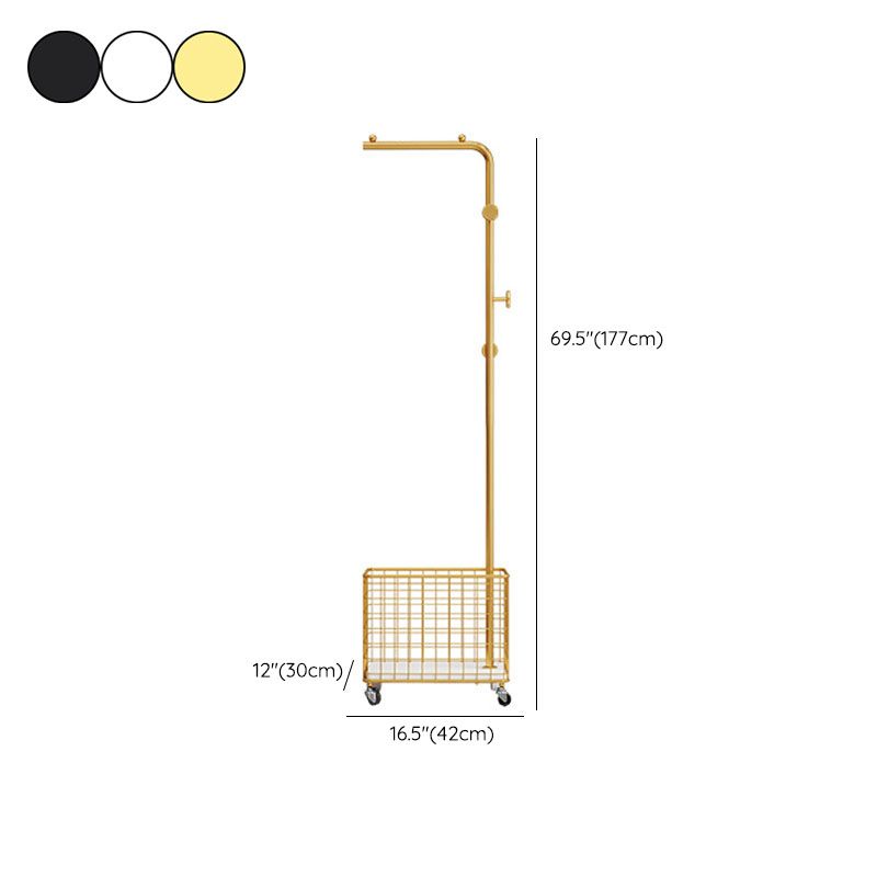 Modern Basket Storage Coat Hanger Castors Detail Metal Coat Rack for Living Room Clearhalo 'Entry & Mudroom Furniture' 'furn' 'furn_hall_tree_coat_racks' 'Furniture' 'Hall Trees & Coat Racks' 'hall_tree_coat_racks' 1200x1200_4a2177c1-ccbb-486a-936e-1203c9762949