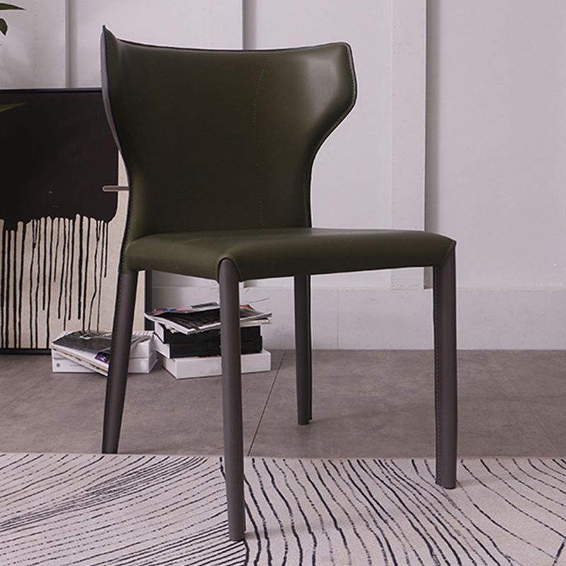 Contemporary Style Wingback Chair Armless Leather Dining Chairs Clearhalo ' kitchen&dining_furn' 'Dining Chairs' 'Dining Tables & Seating' 'dining_chair' 'furn' 'furn_dining_chair' 'Furniture' 'furniture_dining_chair' 'Kitchen & Dining Furniture' 'kitchen' 1200x1200_4a231995-4352-4bee-a4f5-ad76f5533b5f
