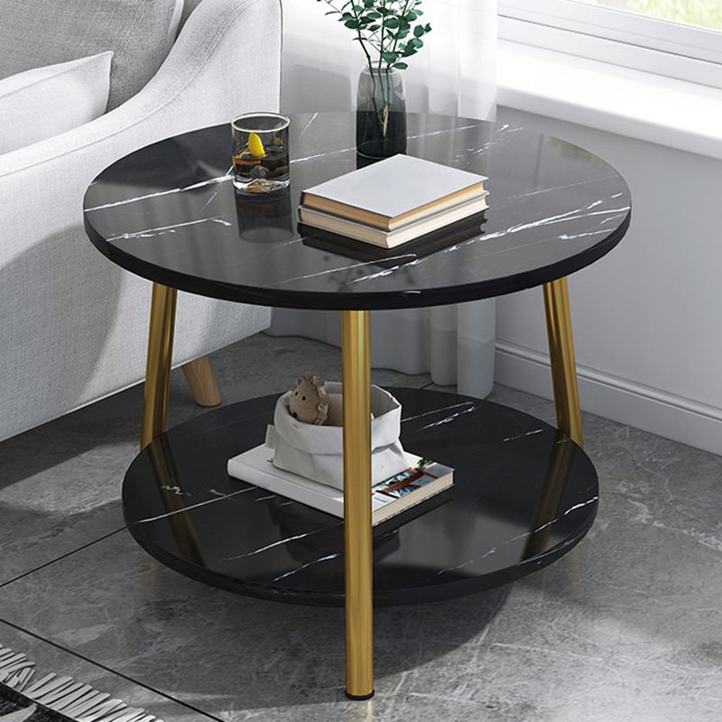 Modern Style Round/oval Wood-paneled 3/4 Leg Base with Storage Rack Coffee Table