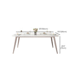 Glam Dinette Table Rectangle Stone Dining Room Table in White