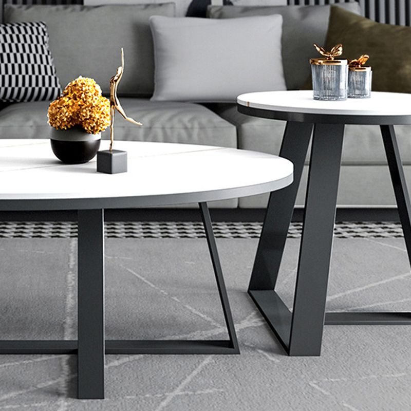 Tavolino glam in pietra ovale con base a croce di ferro 17,71 "di alto livello