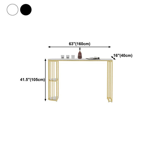 Gorgeous Bar Table Stone Top Gold Base Pub Table with Shelf for Living Room, Only Table Clearhalo 'Bar Furniture' 'Bar Tables' 'bar_tables' 'furn' 'furn_bar_tables' 'Furniture' 'furniture_bar_tables' 'Kitchen & Dining Furniture' 1200x1200_4a25c480-73d3-4ccd-b37c-5934d43eabf2