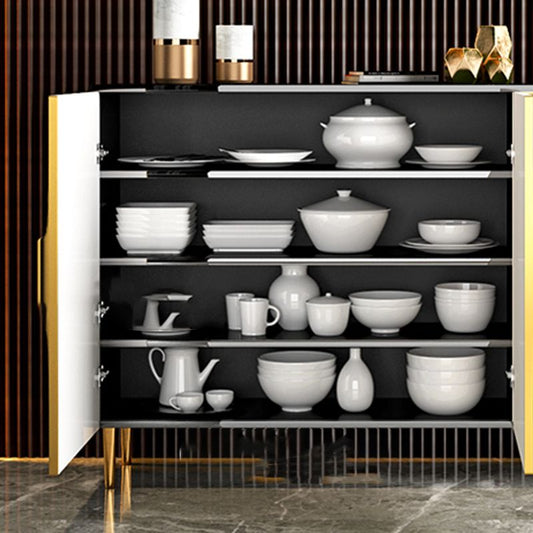 Gabinetto del server glam in legno di porta di vetro con spazio per la sala da pranzo