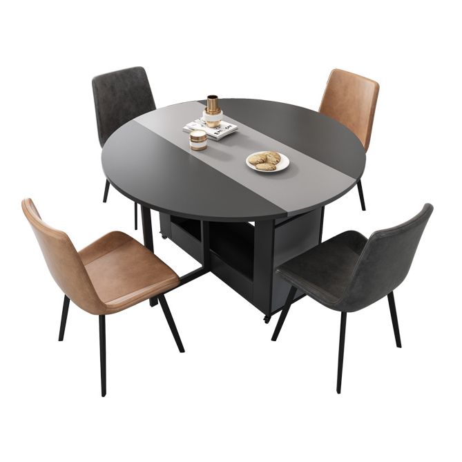 47'' Foldable Artificial Wooden Dining Table Extendable Round Table with Trestle Base Clearhalo ' dining_table' 'Dining Tables & Seating' 'Dining Tables' 'furn' 'furn_dining_table' 'Furniture' 'furniture_dining_table' 'Kitchen & Dining Furniture' 'kitchen&dining_furn' 'kitchen' 'kitchen_dining_table' 1200x1200_4a275537-5ec4-4343-8123-a8b453f93693