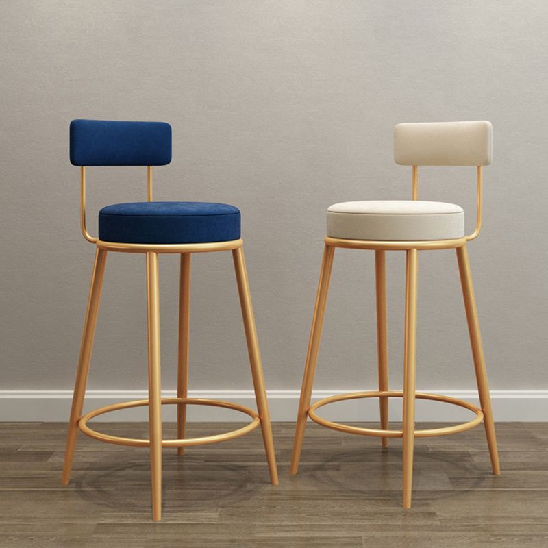 Glam Armless Backrest Counter Stool Iron Living Room Bar Stool with Velvet Cushion Clearhalo 'Bar Furniture' 'Bar Stools' 'bar_stools' 'furn' 'furn_bar_stools' 'Furniture' 'furniture_bar_stools' 'Kitchen & Dining Furniture' 1200x1200_4a276cdb-b290-4940-92f4-268580a55cc1