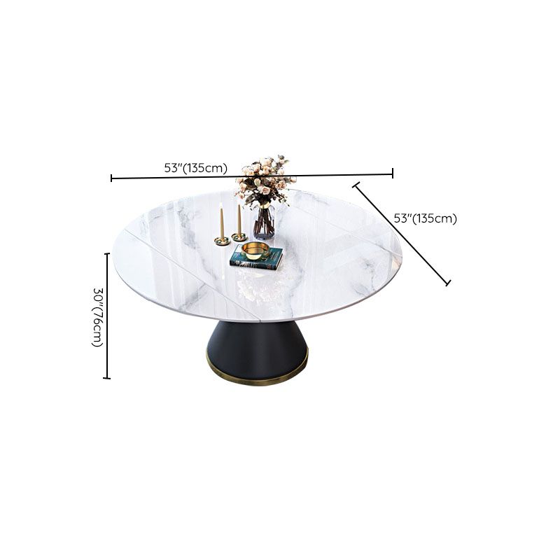 Metal Pedestal Dining Table Extendable Table for Kitchen Dining Room Clearhalo 'Dining Tables & Seating' 'Dining Tables' 'dining_table' 'furn' 'furn_dining_table' 'Furniture' 'Kitchen & Dining Furniture' 1200x1200_4a27755c-0ca1-4638-b0e0-7d01032e4091