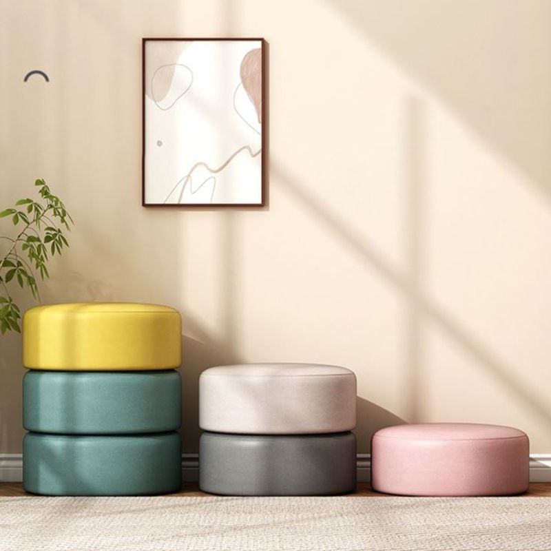 Moderne vlekbestendige standaard ronde geel leer Ottoman voor woonkamer