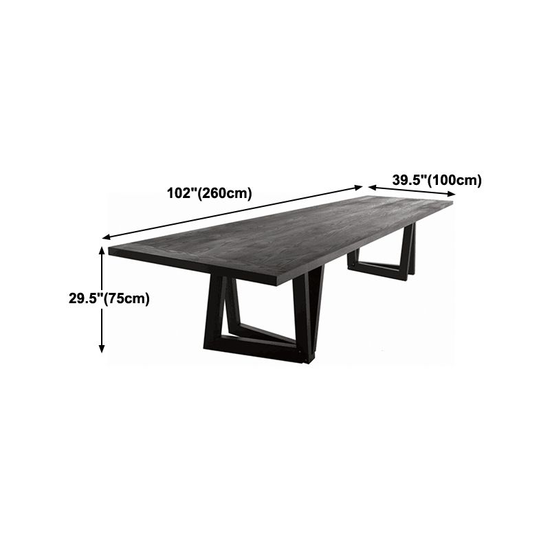 Rectangle Pine Wood Dining Table Industrial Black Table with Double Pedestal Clearhalo ' dining_table' 'Dining Tables & Seating' 'Dining Tables' 'furn' 'furn_dining_table' 'Furniture' 'furniture_dining_table' 'Kitchen & Dining Furniture' 'kitchen&dining_furn' 'kitchen' 'kitchen_dining_table' 1200x1200_4a282edf-f093-48a4-92ce-9066fd7ba43e